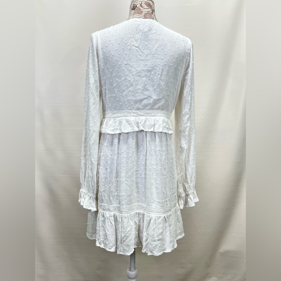 PAIGE White ODELISE raised dot ruffle hem mini dress size‎ S. - Picture 10 of 15